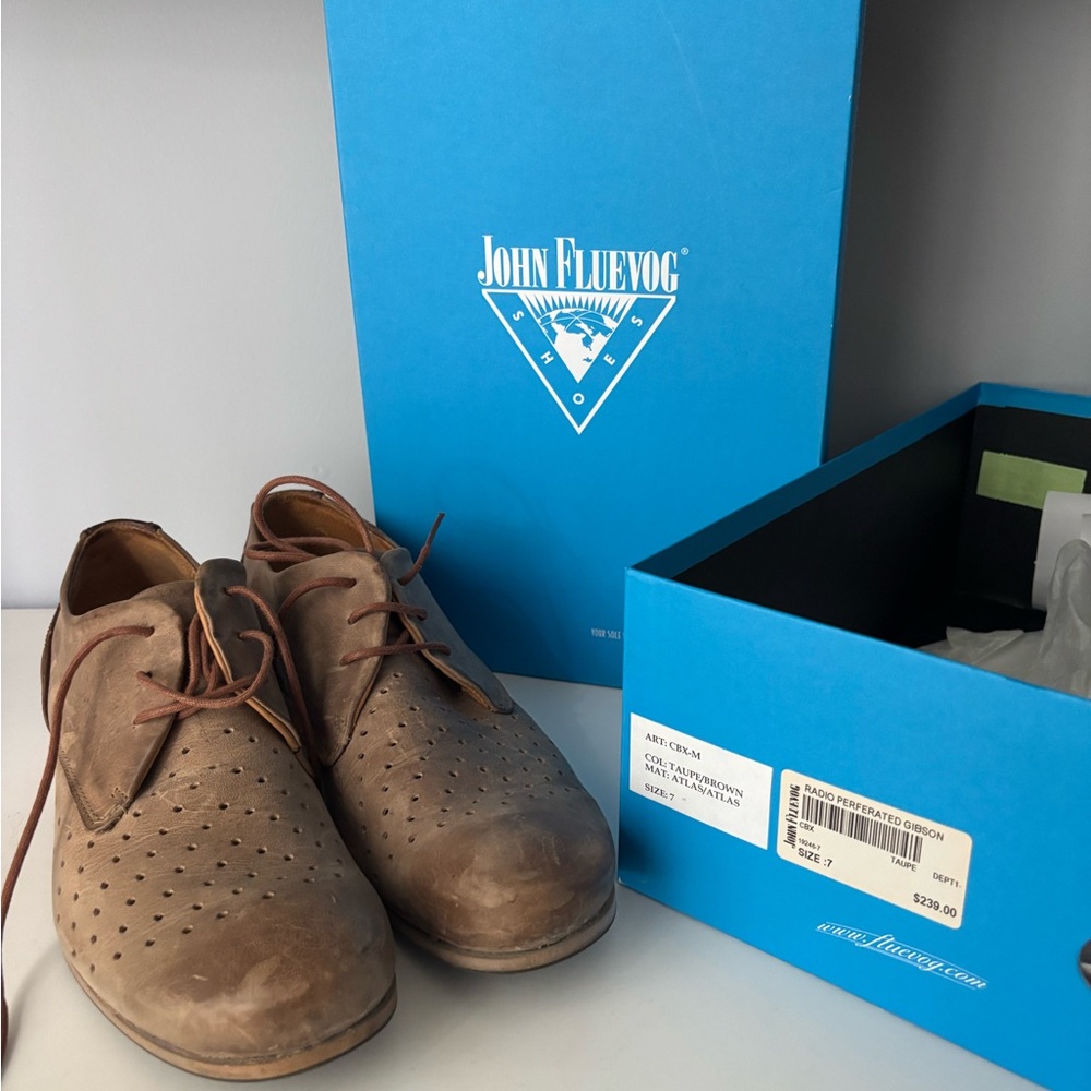 John Fluevog Taupe Men's Oxfords